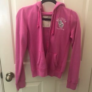 Pink Hollister zip-up hooded jacket